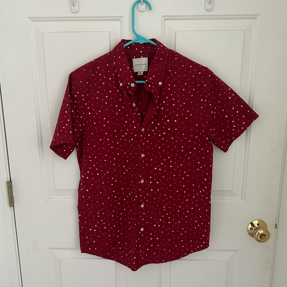 Men’s American Eagle Collared Button Up Short Sleeve Shirt
